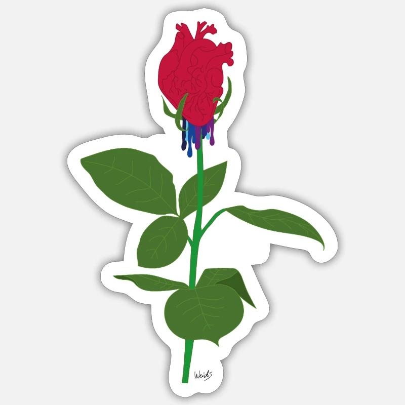 Herzrose - Sticker Größe S (10 x 10 cm) - Mattweiß