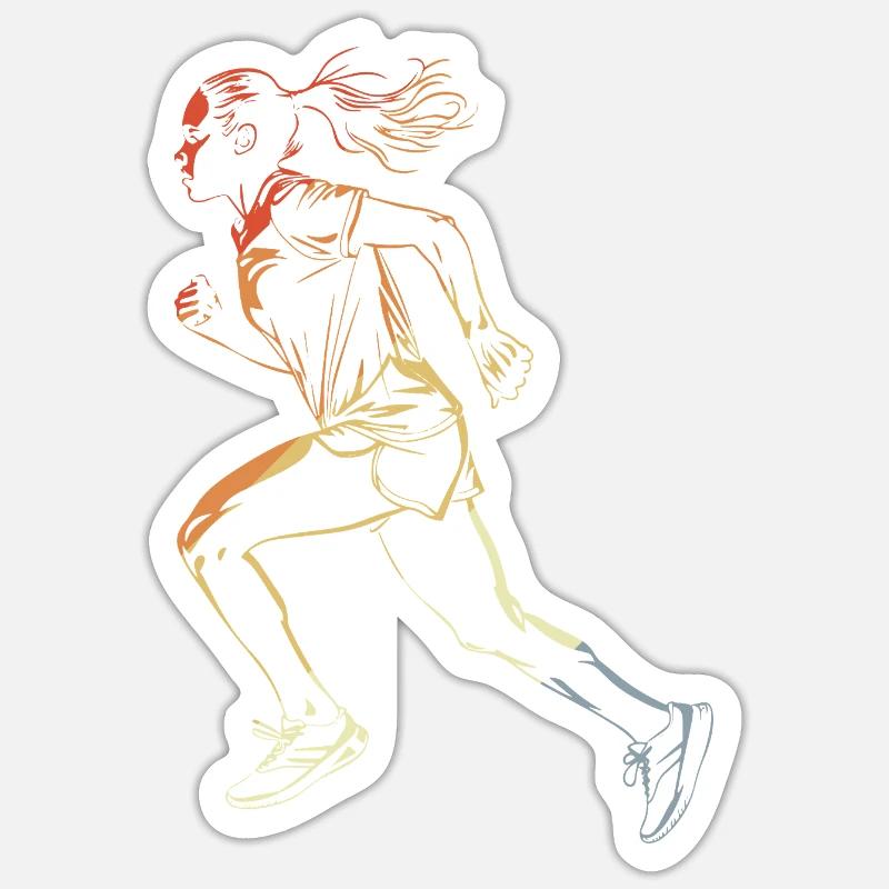 Runner Drawing Retro Style - Sticker size S (10 x 10 cm) - white matte