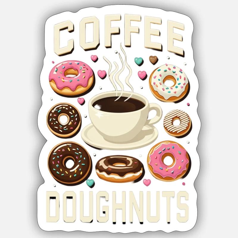 Beignets au café - Sticker taille S (10 x 10 cm) - blanc mat