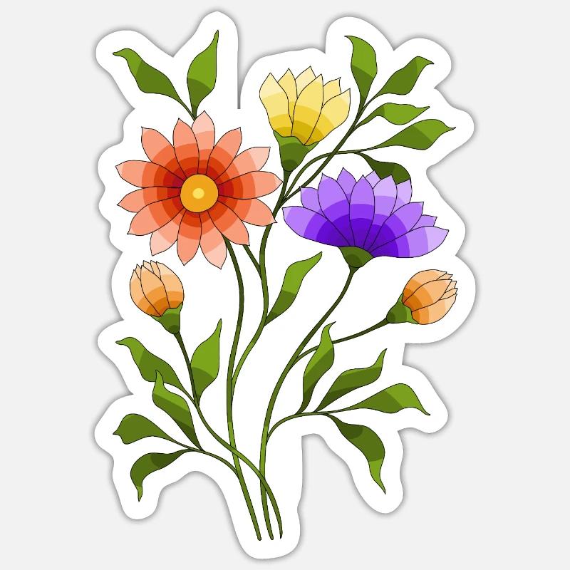 Fleur - Sticker taille S (10 x 10 cm) - blanc mat