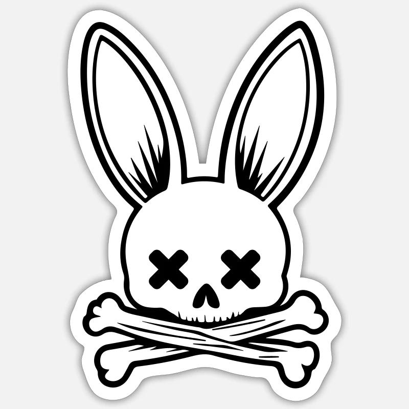 Squelette de crâne de lapin - Sticker taille S (10 x 10 cm) - blanc mat