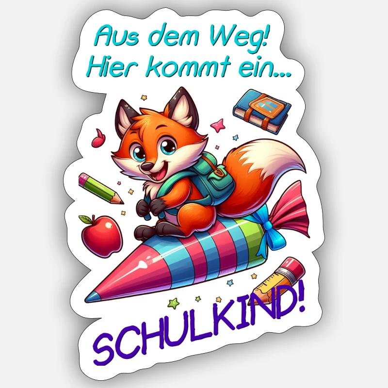Fuchs Schulanfang - Sticker Größe S (10 x 10 cm) - Mattweiß