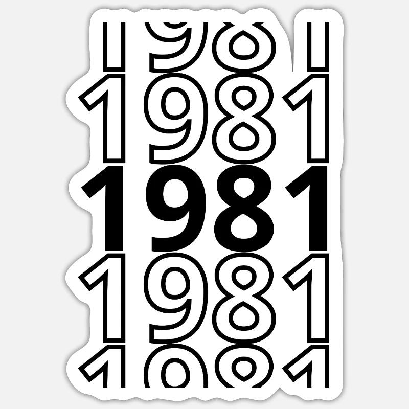 1981 1981 1981 - Sticker taille S (10 x 10 cm) - blanc mat