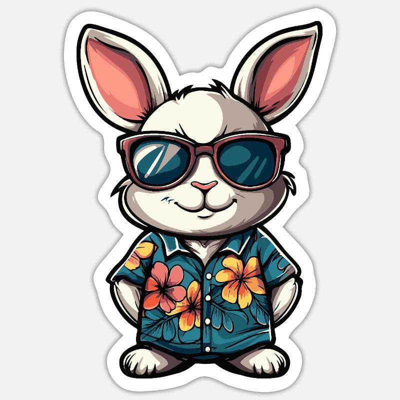 Hase Comic Cool Sommer Sticker Größe S (10 x 10 cm)