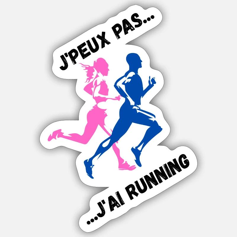J'peux pas j'ai Running - Sticker taille S (10 x 10 cm) - blanc mat