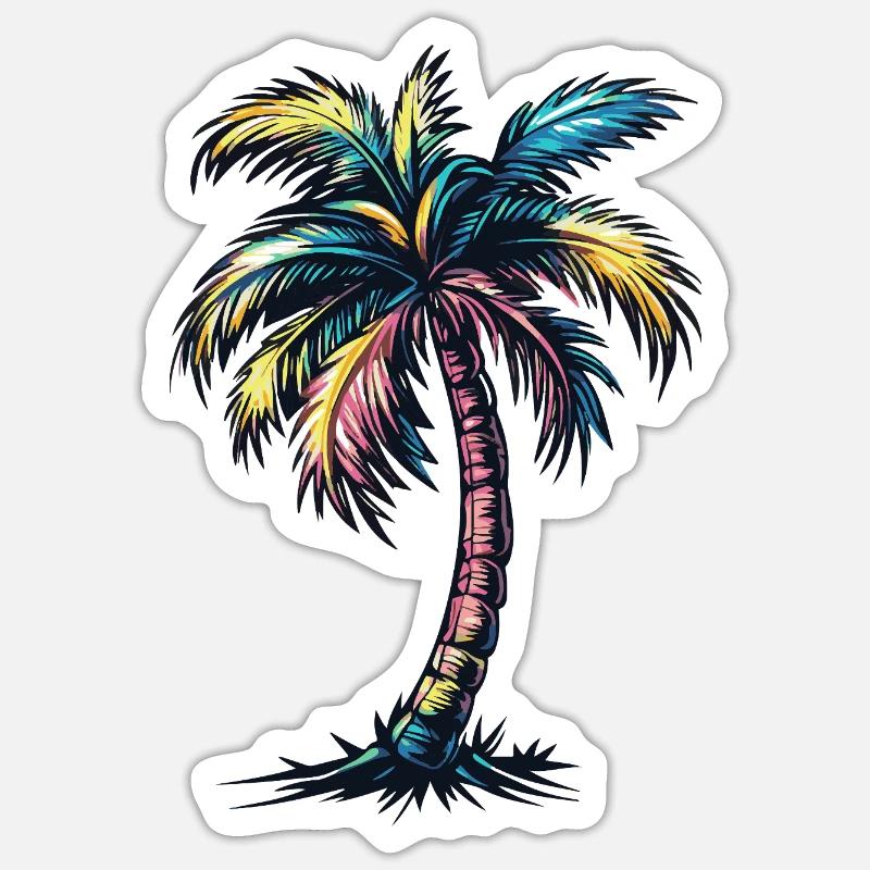 Palm Tree Beach - Sticker size S (10 x 10 cm) - white matte