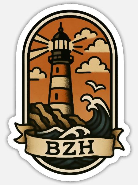 BZH Old School Tattoo - Sticker Größe S (10 x 10 cm) - Mattweiß