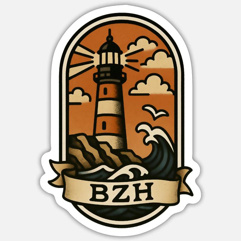 BZH Old school Tatouage - Sticker taille S (10 x 10 cm) - blanc mat