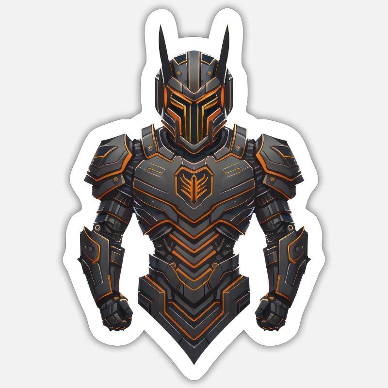 Tech-Krieger-Charakter - Sticker Größe S (10 x 10 cm) - Mattweiß