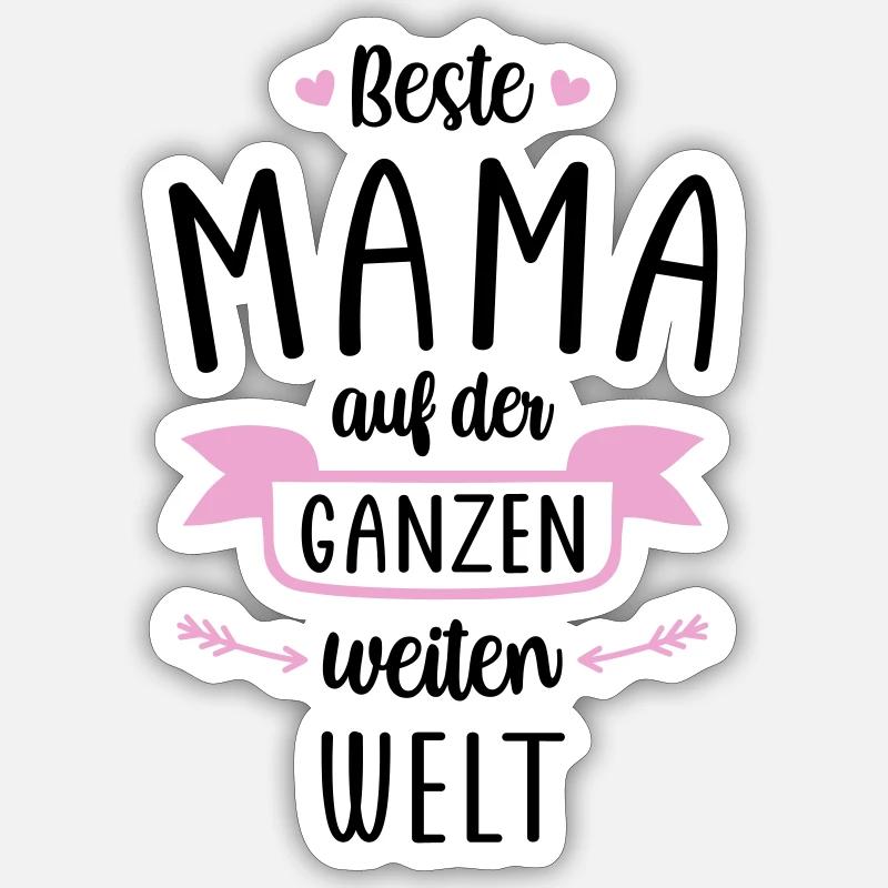 Muttertag Beste Mama auf der ganzen weiten Welt ro - Sticker Größe S (10 x 10 cm) - Mattweiß