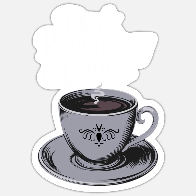 Dark Romantasy & Coffee - Sticker Größe S (10 x 10 cm) - Mattweiß