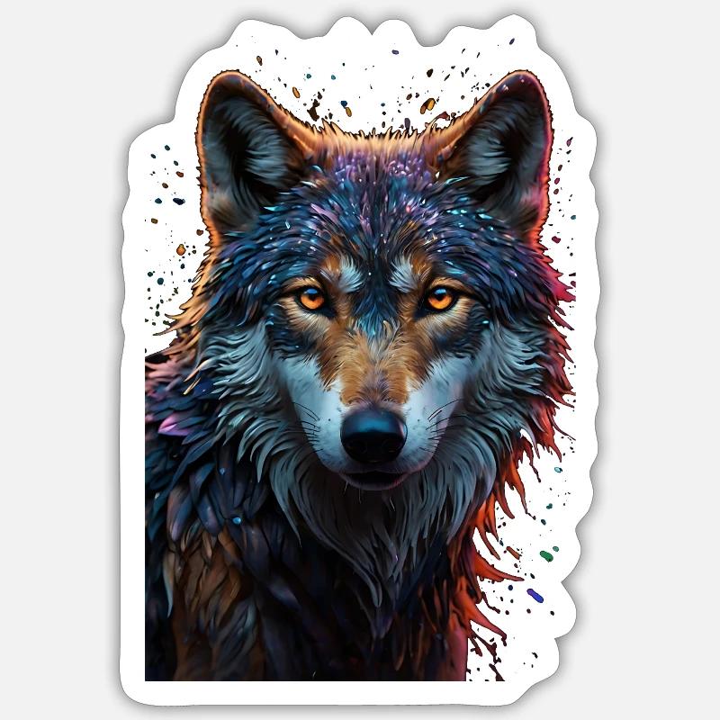 Wolf - Sticker Größe S (10 x 10 cm) - Mattweiß
