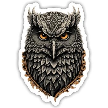 Owl - Sticker size S (10 x 10 cm) - white matte - Front