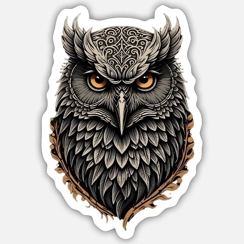 Hibou - Sticker taille S (10 x 10 cm) - blanc mat