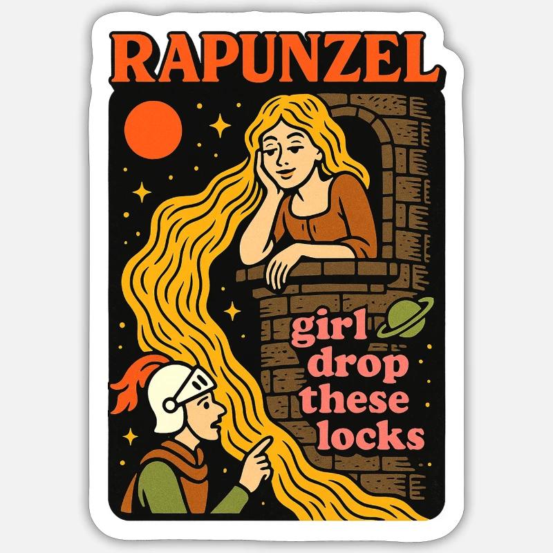 Rapunzel - Sticker Größe S (10 x 10 cm) - Mattweiß