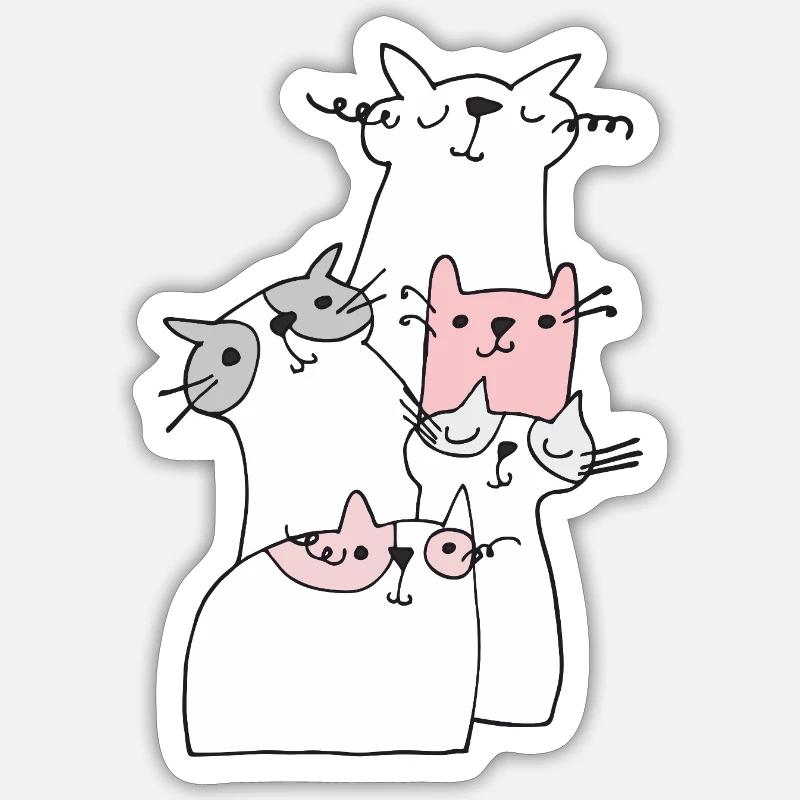 Rencontrez des chats - Sticker taille S (10 x 10 cm) - blanc mat