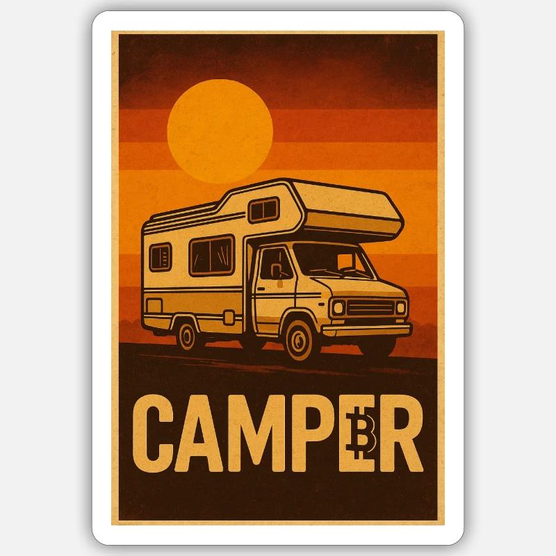 Camper rencontre Bitcoin - Sticker taille S (10 x 10 cm) - blanc mat