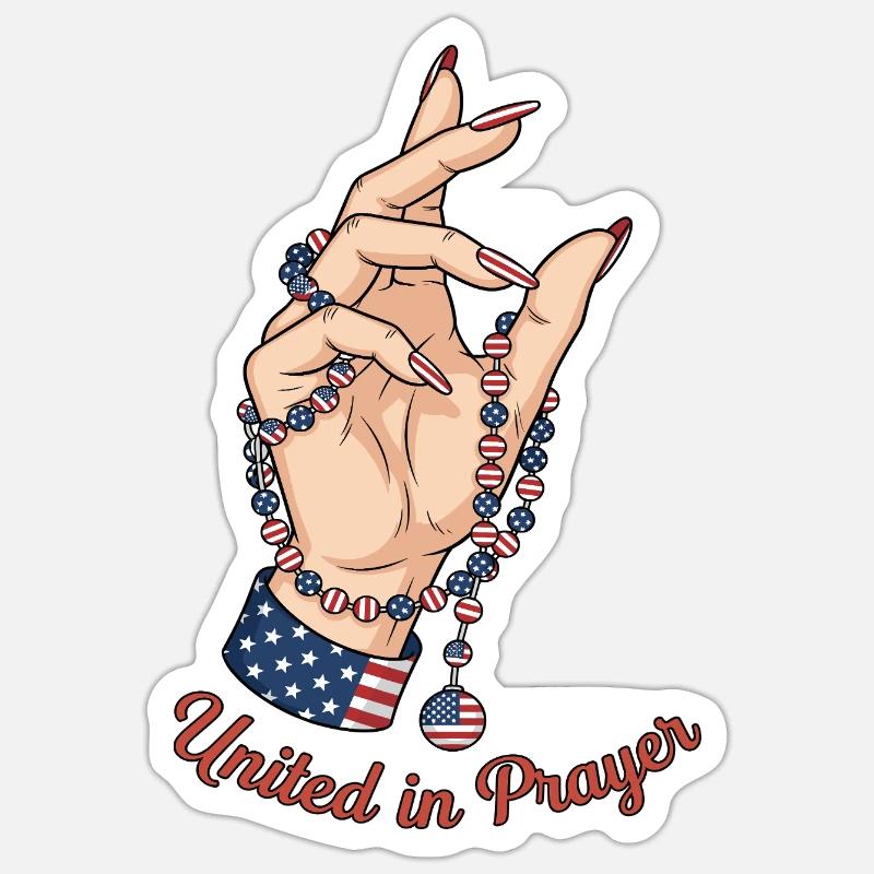 Unis dans la prière - Sticker taille S (10 x 10 cm) - blanc mat