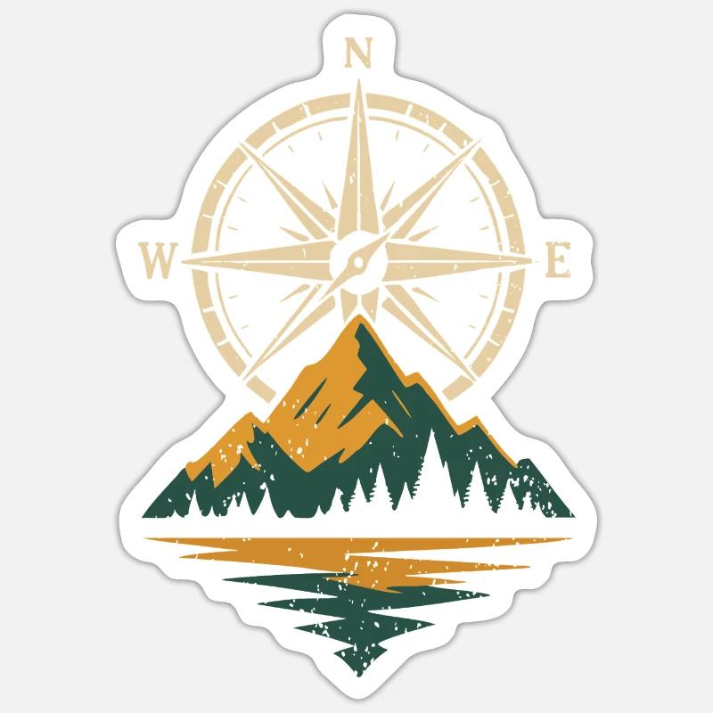 Compass Mountains Navigation - Aventure Sticker taille S (10 x 10 cm)