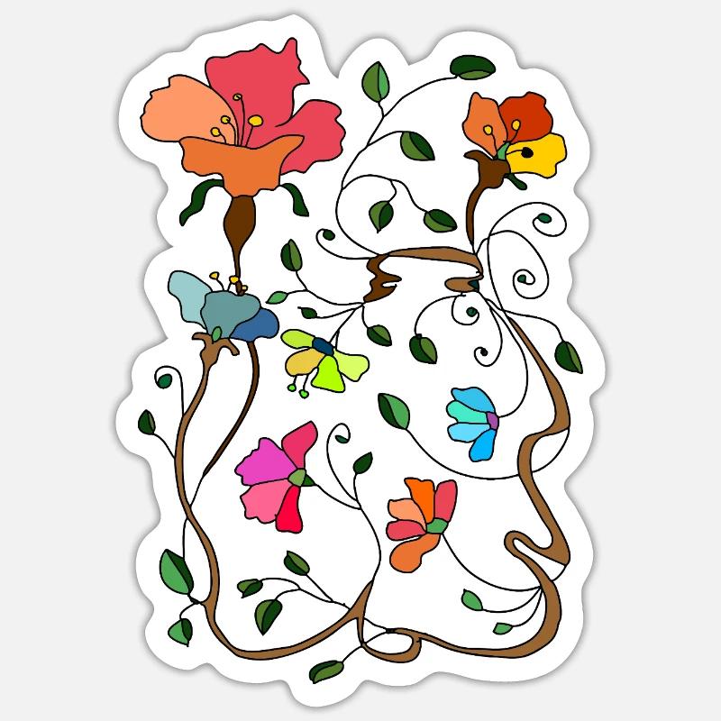 Fleur - Sticker taille S (10 x 10 cm) - blanc mat