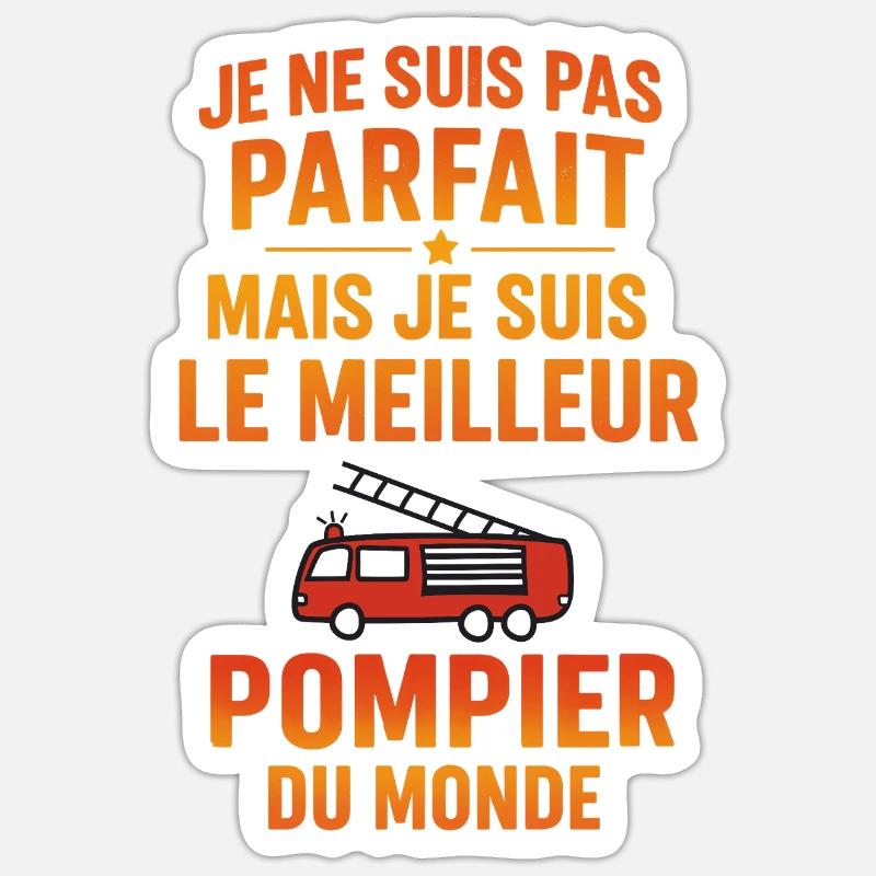 Le meilleur pompier du monde - Sticker taille S (10 x 10 cm) - blanc mat