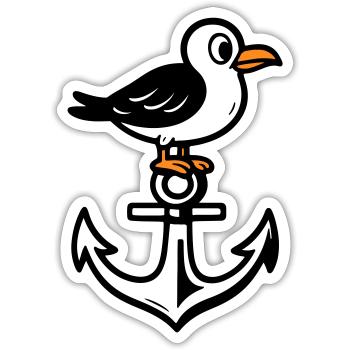Seagull Anchor Comic - Sticker size S (10 x 10 cm) - white matte - Front