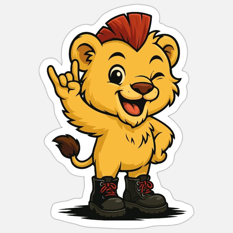 König der Punk-Savanne - Sticker Größe S (10 x 10 cm) - Mattweiß
