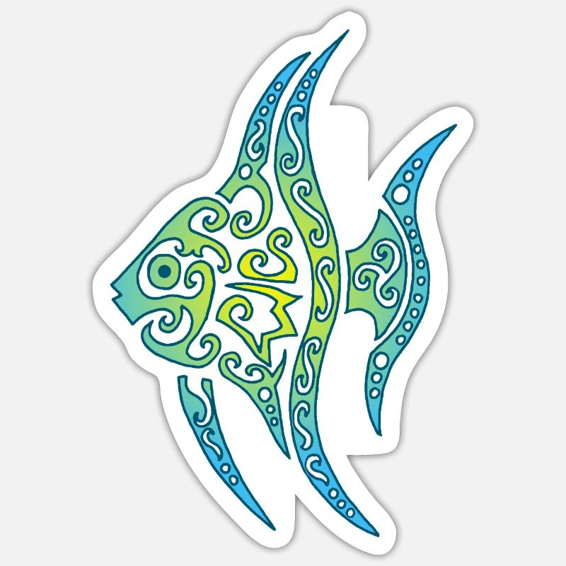 Blue Tropical Fish Sticker size S (10 x 10 cm)