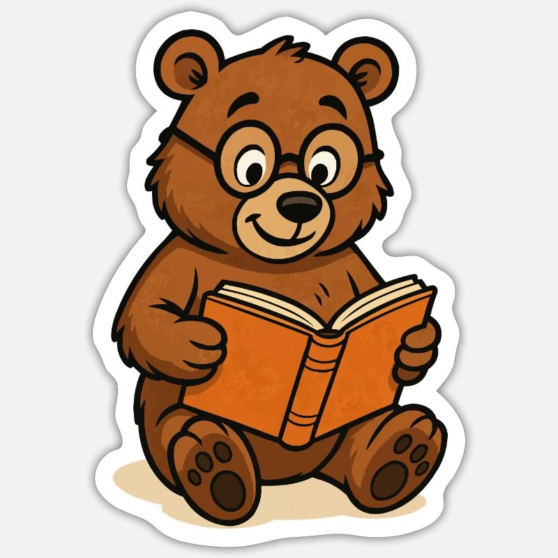 Bande dessinée ours - Sticker taille S (10 x 10 cm) - blanc mat