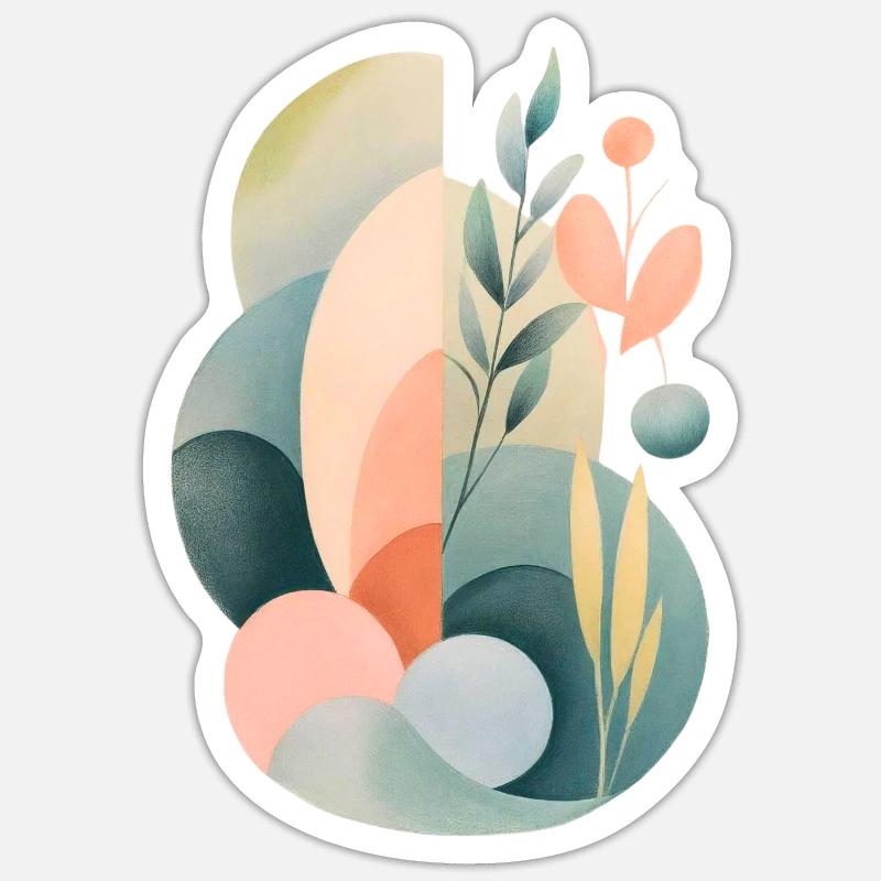 Composition de la flore abstraite pastel - Sticker taille S (10 x 10 cm) - blanc mat