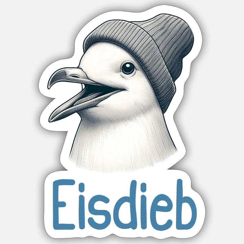 Moin Möwe Vogel Eis Creme Eisdieb Küste Nordsee Sticker Größe S (10 x 10 cm)