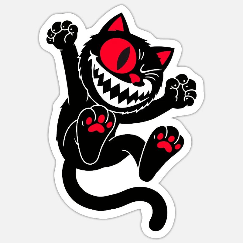 Chat sauteur - Sticker taille S (10 x 10 cm) - blanc mat