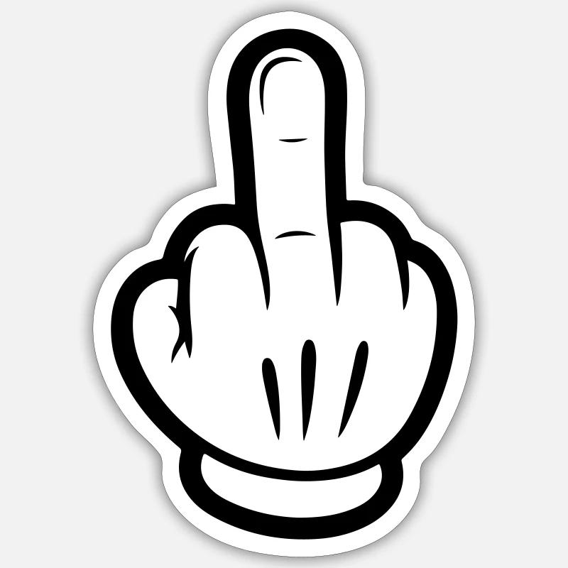 Middle Finger Comic Hand - Sticker size S (10 x 10 cm) - white matte