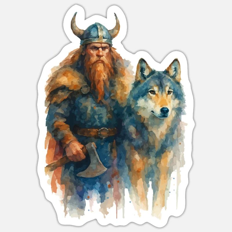 wikinger wolf Sticker Größe S (10 x 10 cm)