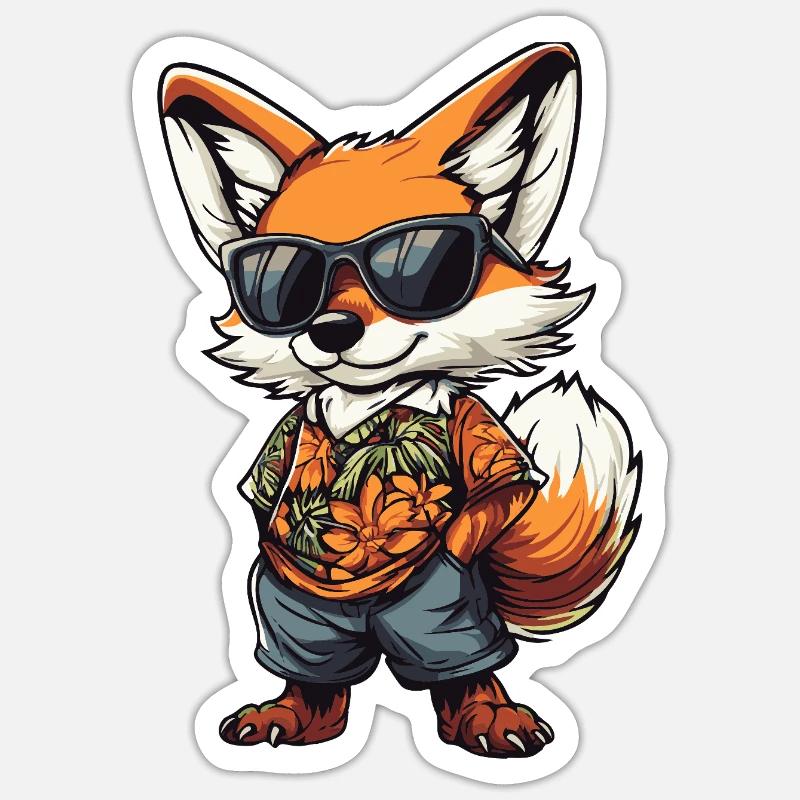 Fox Comic Holiday - Sticker size S (10 x 10 cm) - white matte