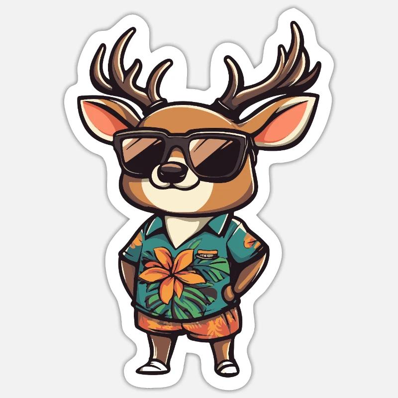 Deer Comic Vacation - Sticker size S (10 x 10 cm) - white matte