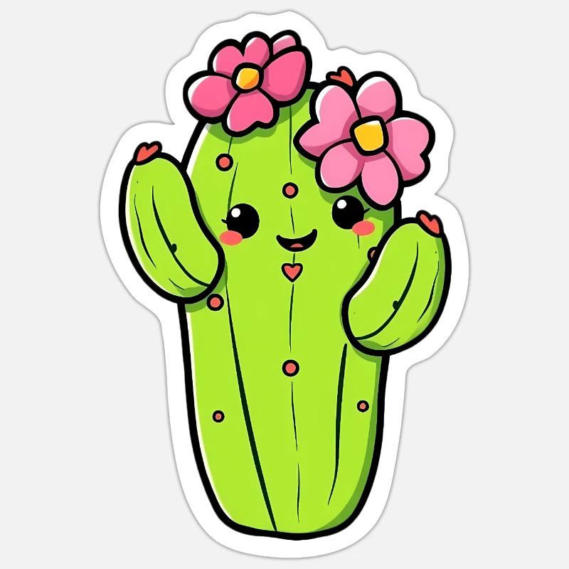 Cactus - Sticker taille S (10 x 10 cm) - blanc mat