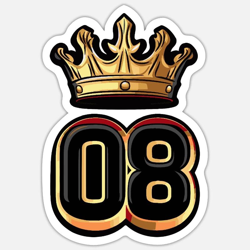 Couronne à 8 chiffres - Sticker taille S (10 x 10 cm) - blanc mat