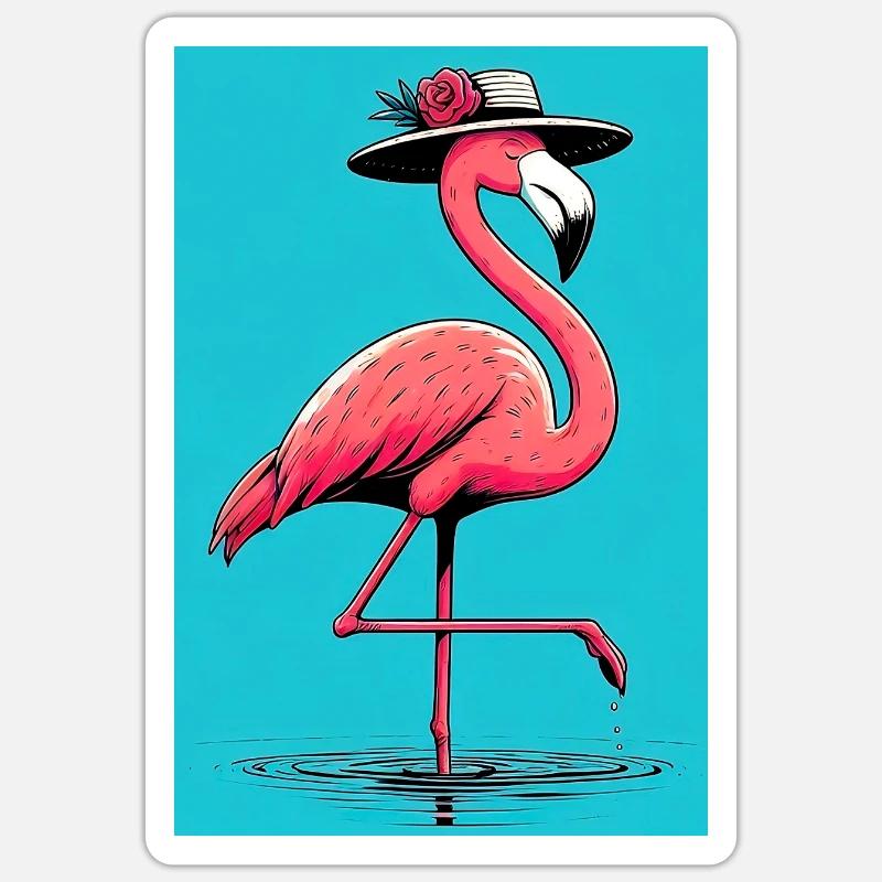 Flamant - Sticker taille S (10 x 10 cm) - blanc mat