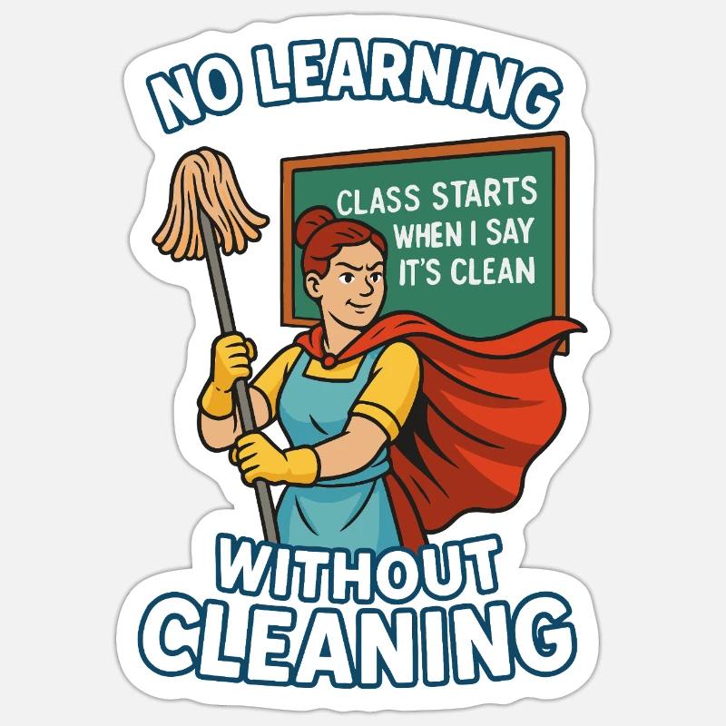 Pas d’apprentissage sans propreté – Super-héroïne - Sticker taille S (10 x 10 cm) - blanc mat