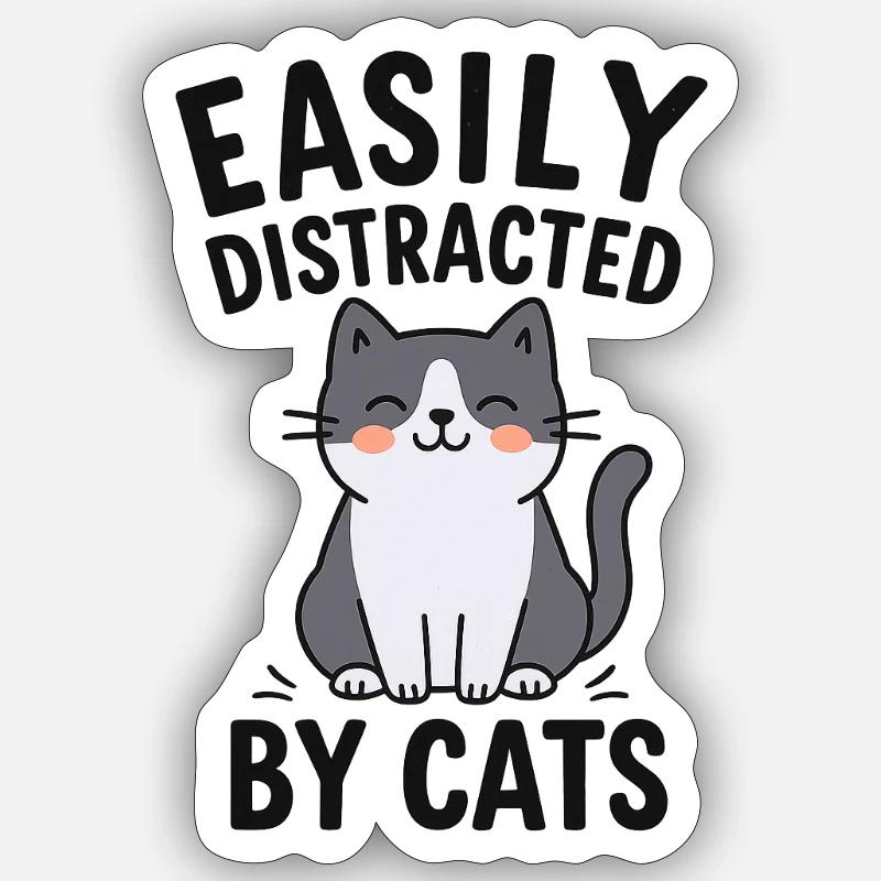 Humorous Cat Theme Design - Sticker size S (10 x 10 cm) - white matte