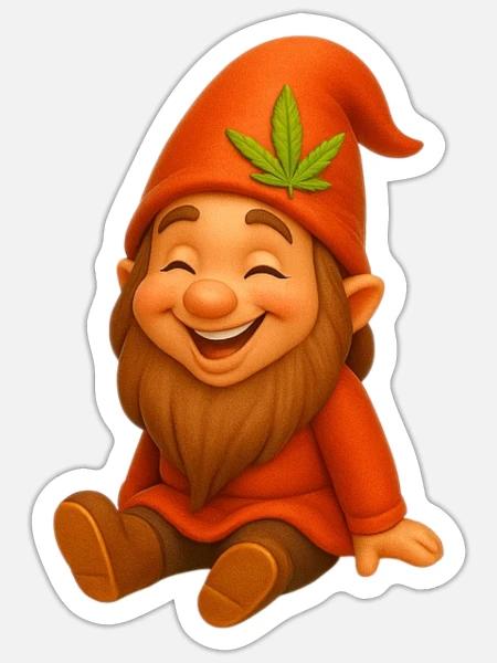 Knuffiger Zwerg goldig lachend - Sticker Größe S (10 x 10 cm) - Mattweiß