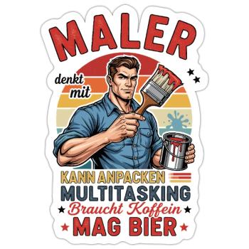 Der Maler - Sticker Größe S (10 x 10 cm) - Mattweiß - Vorne