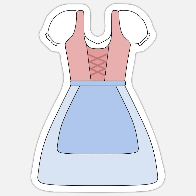 Traditionelles bayerisches Dirndl Design - Sticker Größe S (10 x 10 cm) - Mattweiß