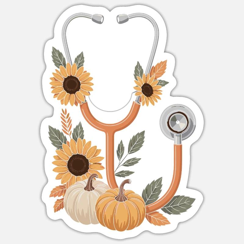 Stéthoscope d’automne - Sticker taille S (10 x 10 cm) - blanc mat