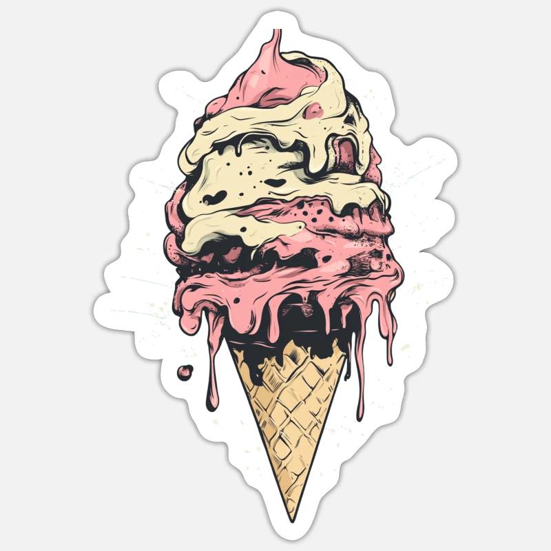 Crème glacée Crème glacée - Sticker taille S (10 x 10 cm) - blanc mat