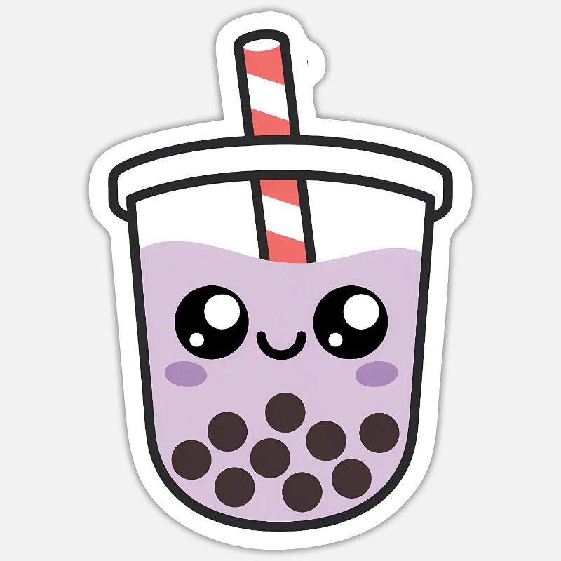 Kawaii Bubble Tee - Sticker Größe S (10 x 10 cm) - Mattweiß