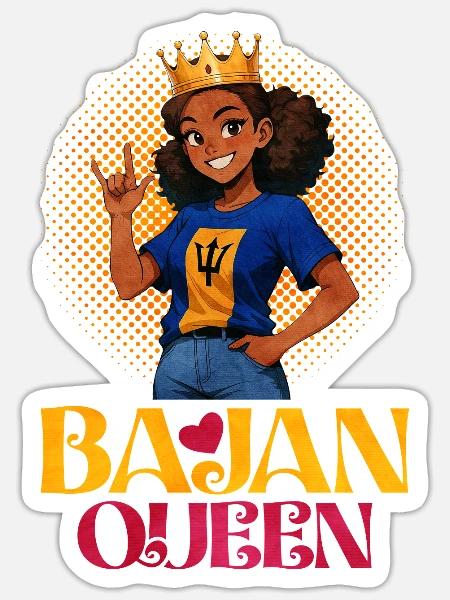 Barbados Queen Baja Queen - Sticker Größe S (10 x 10 cm) - Mattweiß