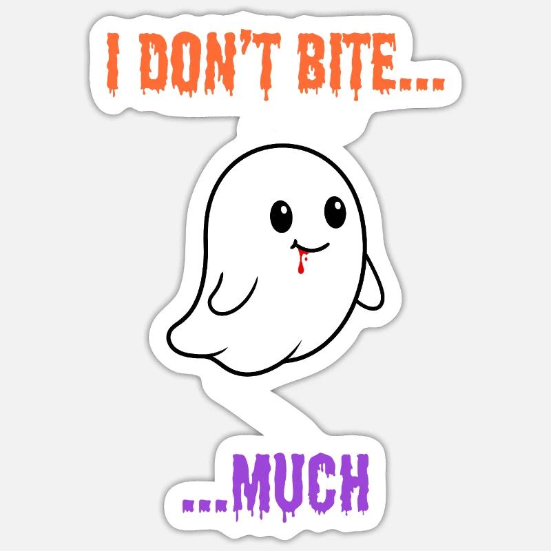 I Don't Bite... Much - Cute Vampire Ghost Sticker size S (10 x 10 cm)
