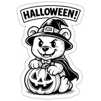 Halloween Bear with Pumpkin Lantern - Sticker size S (10 x 10 cm) - white matte - Front